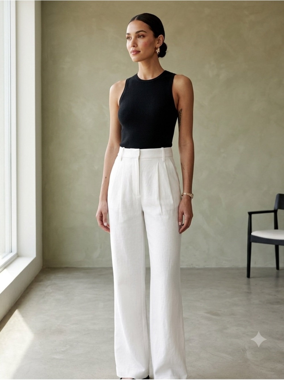 NWT Daisy Grace White Tailored High-Waist Wide-Leg Pants Size: M - Picture 3 of 10